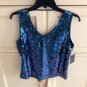 Identity by Lord and Taylor Blue Sequent Top